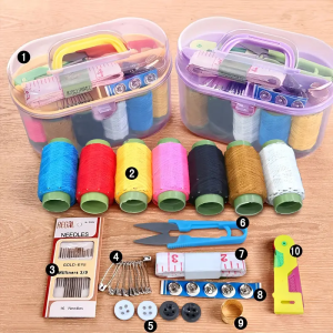 Compact Craft Essential Travel Sewing Kit Box with Needles Threads Scissors & Accessories