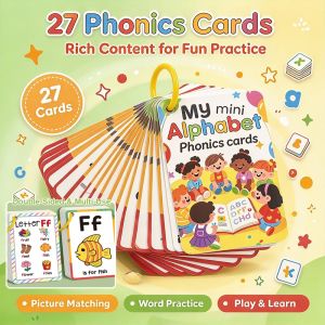 Preschool Toddler Early English Learning Flashcard Kit 27 Pcs Alphabet Phonics Card Kids Letter Pronunciation Training ABC Recognition Educational Game Set