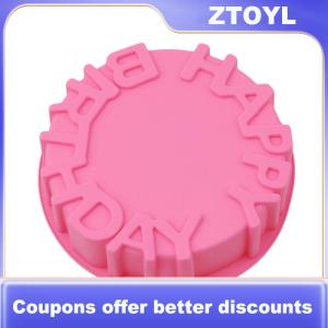 【ZTOYL】 Happy Birthday Baking Pan Round Mousse Silicone Mold DIY Cake Baking Tray