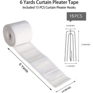 6m curtain fabric with stainless steel curtain clamp/hook (15 PCS/bag)