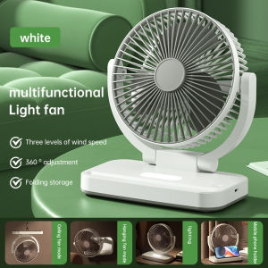 2025 Folding Desktop Fan USB Charging Stand Fan/Hanging Fan/Ceiling Fan 3-in-1 Portable Light Sound with Three Speed Wind Speed Regulation and Night Light Illumination - Chargeable
