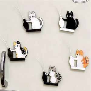 SPARAK Acrylic Cat Whiskers Collection Ornaments ic Cartoon Cat Pushing Vase Decor Funny Cat Hair Storage Memorial Box for Home Decoration