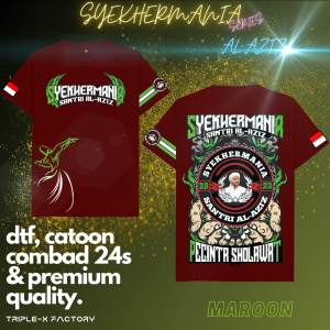 (SMA18)KAOS SYEKHERMANIA"SANTRI AL-AZIS"LENGAN PENDEK UKURAN ANAK DAN DEWASA(FREE STIKER)