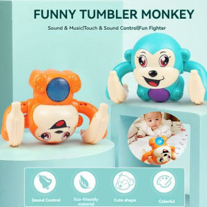 Electric Flip Monkey Baby Toy Puzzle Early Education Toy Children Electronic Walking Rabbit Toy  Voice Control Crawling and Spinning Fun Toy for Infants and Toddlers Cartoon Model Toy
