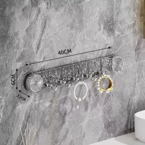 5 Punch-Free Hooks Wall Mounted Rotating Strong Suction Cup Bathroom Towels Rack