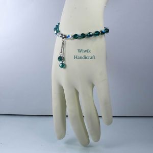 Gelang Swarovski / Gelang Swaroski Original Kristal Putih Biru 6 mmm Rangkai Karet dan Stainless Tahan Kado Hadiah Terbaru