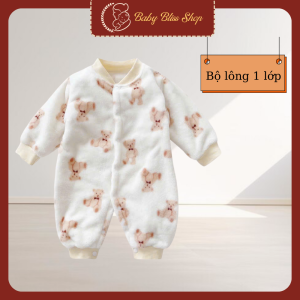 Body lông siêu nhẹ cho bé TDNL02 -  bộ body dài tay mùa đông siêu nhẹ và ấm cho bé sơ sinh - 1 tuổi- Loại 1 lớp và 2 lớp