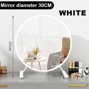 LED Light Vanity Mirror With LED Light Mirror Desktop Makeup Mirror Stand Round Mirror For Bedroom
