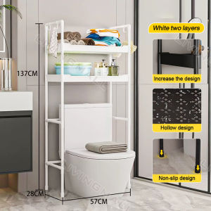 【24 Hours Shipped】3-Tier Bathroom Shelf Organizer Space Saver Smart Toilet Shelf Organizer For Bathroom Washing Machine Storage Organizer PP 2 Tiers