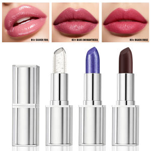 Temp Color Change Pearl Lipstick Metal Crystal Jelly Lip Balm Waterproof No Stick Cup Diamond Shimmer Lip Makeup