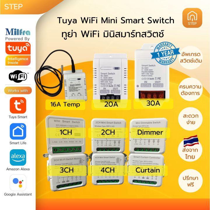 Tuya สวิตช์ไฟอัจฉริยะขนาดเล็กดีไอวาย WiFi Mini Switch DIY 1-4CH Dimmer ...