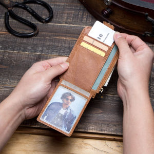 CONTACTS Casual Credit Card Holder Case Genuine Leather Small Men Wallet Brand Designer Thin Black Card Package Fashion Zipper Coin Purse