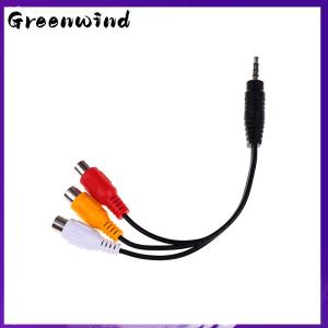 【Greenwind】 28cm 3.5mm jack av male to 3rca female audio video cable cord stereo adapter