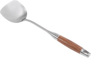 SOLUSTRE Stainless Steel Spatula Scalding Non Stick Shovel Cooking Utensil for Home Restaurant Use Kitchen Accessory with Comfortable Grip and Smooth Edges