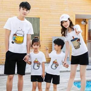 bộ đi biển gia đình 3/4/5 người mẫu BIA TRÀ SỮA BÌNH SỮA chất cotton mềm mịn dày dặn có đủ size từ 6-90kg