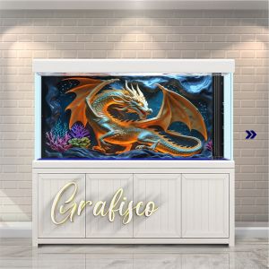 Stiker Background Aquarium Vinyl Premium Tahan Air - Majestic Dragon (MD)