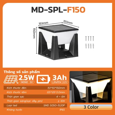 Đèn Trụ Cổng Năng Lượng Mặt Trời MODI SOLAR Đèn LED Hàng Rào Sân Vườn Ngoài Trời Chống Nước