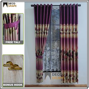 Gorden Jendela Dan Pintu Rumah Mewah Kain Blackout Import Motif Bunga Tulip Tinggi 230 cm