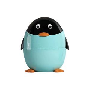 Cartoon Penguins Shape Trash Can With Easy Lid ABS and PP Waste Bin for Home Kitchens Bathroom Office Decoration