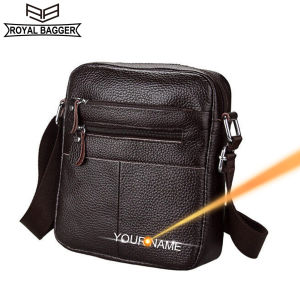 Royal Bagger Messenger Bags for Men 100% Genuine Cow Leather Retro Fashion Shoulder Bag Male Sling Bag Business Casual Crossbody Bags Real Leather Litchi Pattern