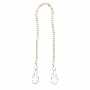 YERZ U Shaped Christmas Pearl Crystal Ornament Lightweight Delicate Christmas Tree Pendant Elegant Decorative Imitation Pearl Chain for Holiday Party