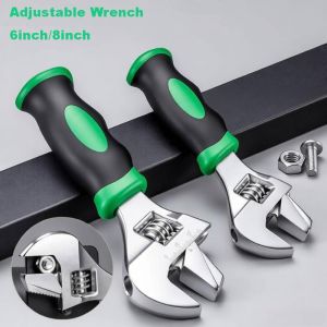 CANICECA Dual-used Adjustable Wrench 6inch/8inch Wide Jaw Opening Monkey Wrench Durable with Measurement Scales Engraved Pipe Wrench Air Controller Pipe