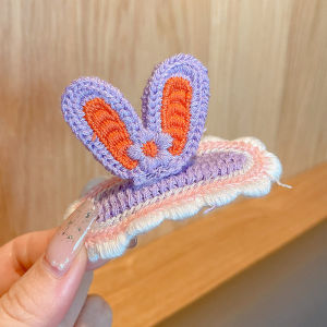 Zy Fashion Cartoon Knitting Hair Clip for Kids Korean style Cute Rabbit Ear Side Clip Fashion Girl Hair Pin