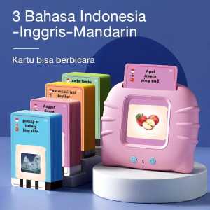 Flash Card Learning card mainan Edukasi Anak Mainan Edukasi 3 Bahasa Indonesia Inggris mandarin