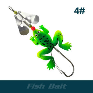 OURUNZHE เหยื่อปลอมนุ่มกบสปินเนอร์หมุนได้สำหรับตกปลาดีไซน์ป้องกันตะขอเลียนแบบจริง