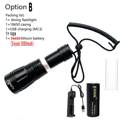 Yupard CREE L2 1200LM Diving Flashlight Outdoor Waterproof 100m for Camping Hiking Underwater Diving Fishing Camping Cycling