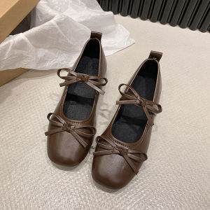 Bow Single Shoes Womens Flat Soles Mary Jane Shoes Granny Shoes Soft Soles Soft Beanie Shoes Scoop Shoes