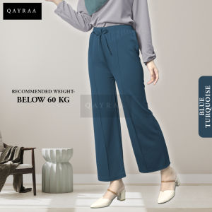 𝐐𝐀𝐘𝐑𝐀𝐀 Women Palazo Plain Tulang / Seluar Palazzo Kualiti / Kain Bubble Crepe - Free Size