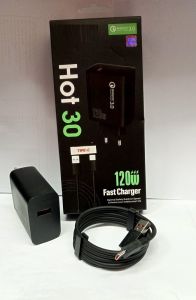 Charger HP For INF HOT 30 Fast Charger 120W Batok Adapter + Kabel USB Support Fast Charging