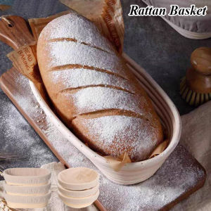 Round Oval Natural Rattan Basket Bread Fermentation Baking Mold + Cloth Liner Bread Proofing Basket