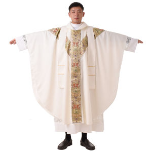 White Church Clergy Vestments Catholic  Pastor  Priest Chasuble  Robe