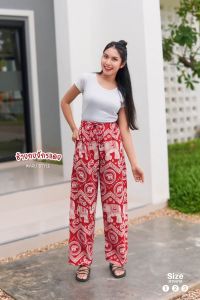 🌿(งานเกรดพรีเมียม)🌿กางเกงช้าง Maru ลายช้างกงจักร 2 กระเป๋าลวง เอว 24-44 นิ้ว ผ้าไหมอิตาลี ผ้านุ่มพิเศษ