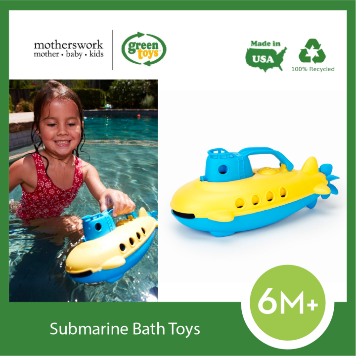 Green Toys Submarine BPA-Free Bath Toys Blue Yellow 6+