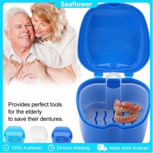 【12 hours delivery】Denture box with filter Denture shower storage box Full mouth denture box with hanging net container