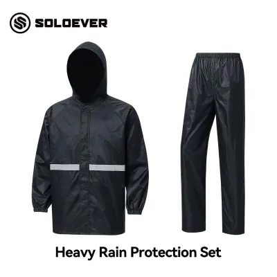 【PH Delivery】 SOLOEVER Raincoat Rainy Season Protection Suit Split Raincoat Pants Reflective Safety Design Commuting Anti-Wet Body Unisex Three Sizes Optional L/XL/2XL