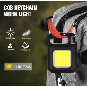 USBKeychain Pocket LED Work Light with 3 Light Modes and attachedTorch Bottle Opener