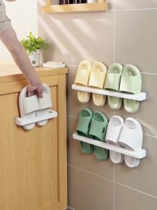 Bathroom slipper rack wall mounted perforated free shoe rack wall mounted bathroom storage toilet door rear slipper rack