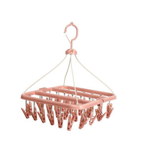 32 Clips Socks Hanger Underwear Bra Hanger Portable Collapsible Plastic Hanger Multifunctional Windproof Cloth Drying Hanger Penyangkut Baju