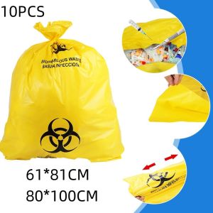 10PCS  Plastik Limbah Medis Kuning 61*81/80*100CM Kantong Sampah Medis Infeksius Infeksius Kuning 40μm