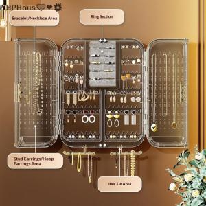 WP💓💛💖 Wall-Mounted Large Capacity Jewelry Storage Box Earring Necklace Display Stand Elegant Ornate Jewelry Holder Nordic Style