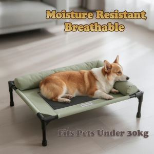 Elevated Pet Bed Breathable Washable Raised Dog Cat Bed Headrest Moisture Resistant Cooling