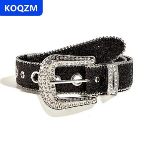 [COD] KOQZM Sáng bóng Rhinestone rộng vành đai phụ nữ ăn mặc vành đai dành cho người lớn Rhinestone vành đai ăn mặc tinh thể kim cương vành đai