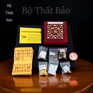 Bộ Cốt Thất Bảo Chuẩn - 7 Báu Vật Thiên Nhiên Nạp Cốt Bát Hương Tượng Thờ Tăng Linh Khí Tài Lộc - Đầy Đủ Vật Phẩm