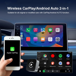 Wireless CarPlay Android Auto Adapter for Car Audio System 2 in 1 Plug & Play Compatible with Most Car Models