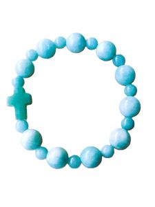 Chuỗi tràng hạt mân côi màu vân đá thạch anh 10 hạt 10li đeo tay quà tặng công giáo
