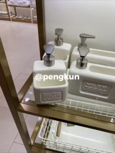 Ceramic Lotion Dispenser French designer-style push-button square wash-and-care bottle white household grooved large capacity same as Practical Everyday Accessory for Home or Travel
